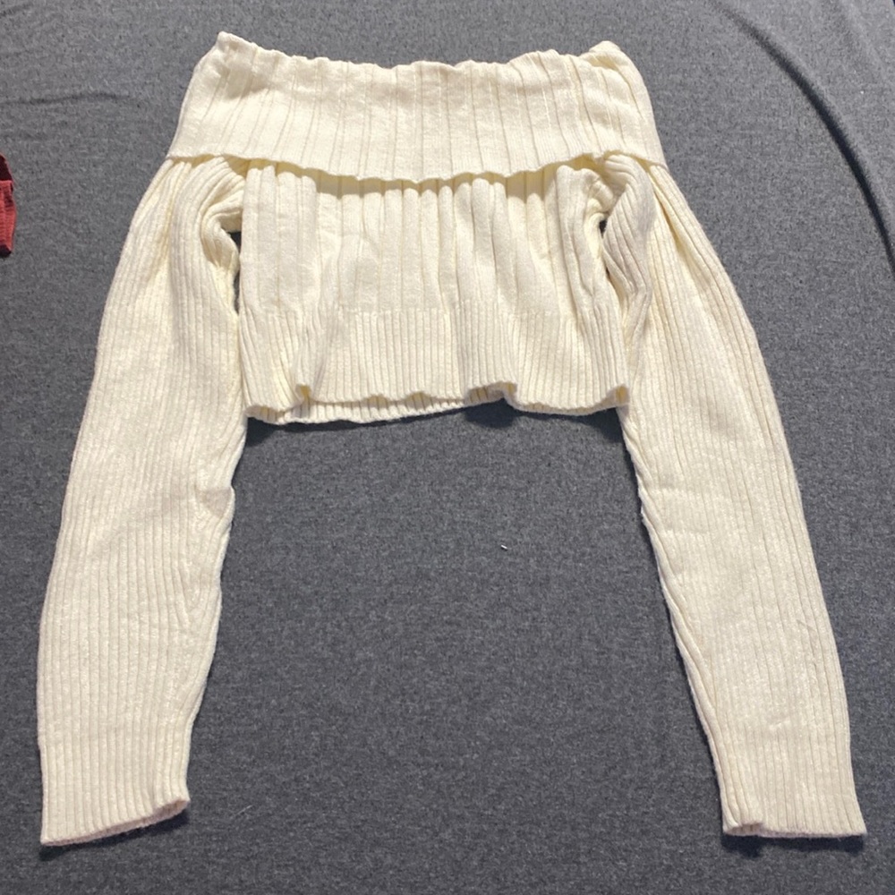 Cozy quality buttery baby yellow off the shoulder sweater